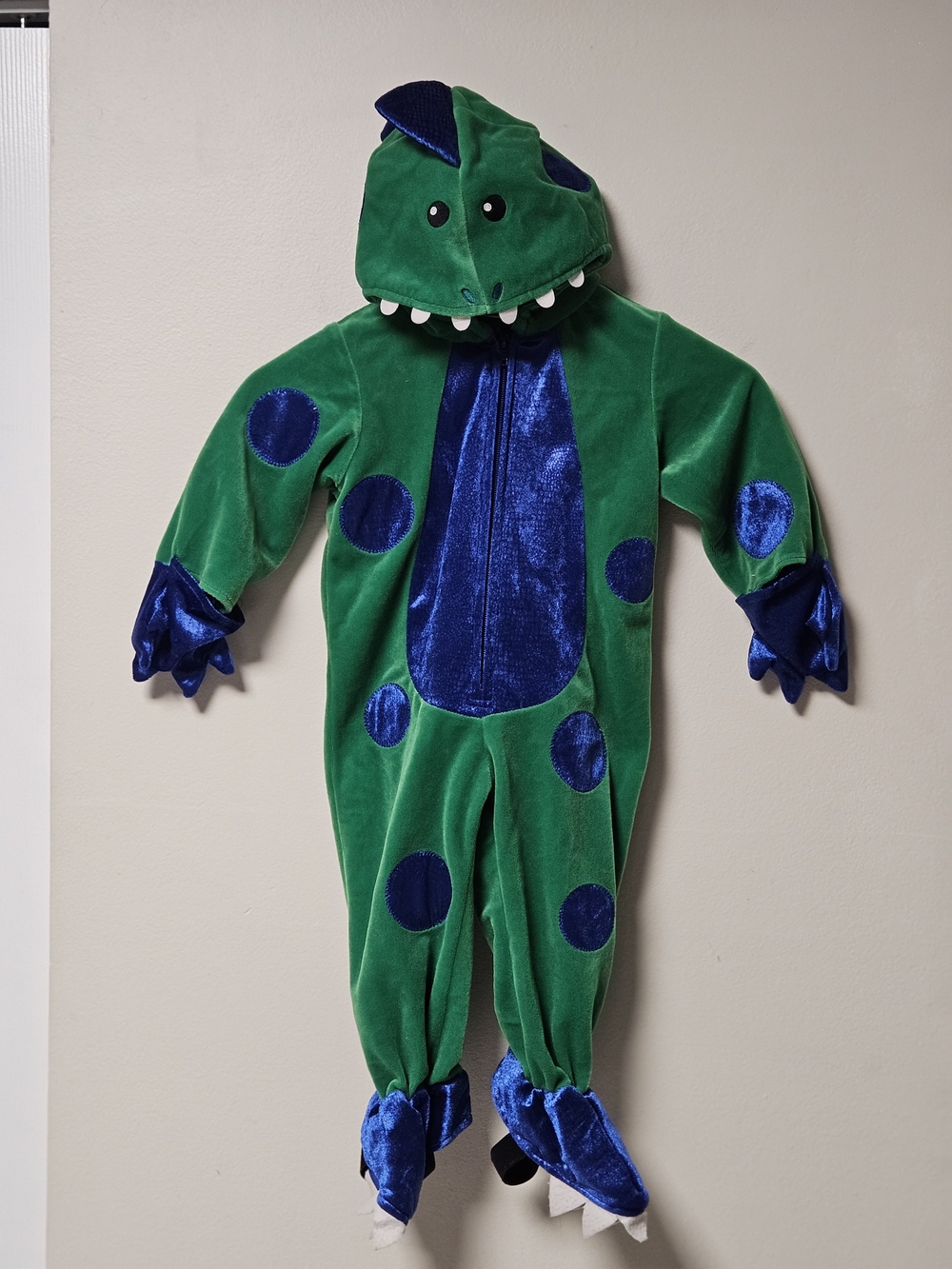 Miniwear Green and Blue Plush Dino Costume with Hood HALLOWEEN 18M